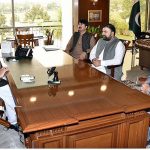 Interim Interior Minister, Sarfraz Bugti called on Chairman Senate, Muhammad Sadiq Sanjrani at Parliament House.