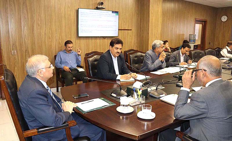 The Caretaker Minister for Planning Development & Special Initiatives, Muhammad Sami Saeed chairs a meeting of National Price Monitoring Committee to review the prices of essential commodities at the Ministry