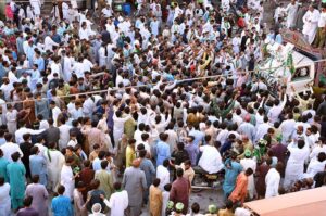 Children participating in procession on the occasion of Eid Milad-un-Nabi (PBUH). Muslims all over the world celebrate the Birthday of Holy Prophet Muhammad (PBUH) by participating in religious processions, ceremonies