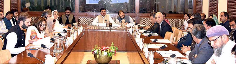 Senator Sardar Muhammad Shafiq Tareen, Chairman Senate Standing Committee on Science and Technology presiding over a meeting of the committee at Parliament House