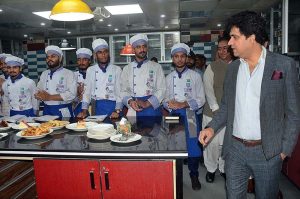 Interim State Minister of Tourism/Chairman PTDC, Poet,Syed Wasi Shah addressing a press conference at College of Tourism and Hotel Management (COTHM)