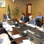 The Caretaker Minister for Planning Development & Special Initiatives, Muhammad Sami Saeed chairs a meeting of National Price Monitoring Committee to review the prices of essential commodities at the Ministry