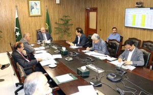 The Caretaker Minister for Planning Development & Special Initiatives, Muhammad Sami Saeed chairs a meeting of National Price Monitoring Committee to review the prices of essential commodities at the Ministry