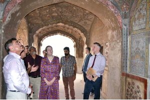 US Consul General Ambassador Ms. Kirsten Hawkins' being briefed about Pakistani cultural heritage sites by Wall City staff on the occasion of her visit to Lahore Fort.