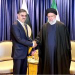 Caretaker Prime Minister Anwaar-ul-Haq Kakar meeting with the President of the Islamic Republic of Iran, Ebrahim Raisi on the sidelines of the 78th session of the United Nations General Assembly