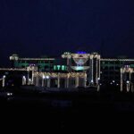 An illuminated view of decorated Pm Secretariat building with colorful lights in connection with Eid Milad-un-Nabi (PBUH) celebrations