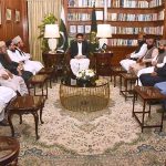 A delegation of Ahl-e-Hadith Scholars and Principles of Madrasas under the Leadership of Allama Dr. Aamir Abdullah calls on Governor Sindh Kamran Khan Tessori at Governor House.