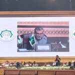 Caretaker Federal Minister for National Heritage and Culture Jamal Shah addressing the 12th Conference of the Culture Ministers of ICESCO, OIC