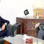 Federal Minster for Communications, Railways and Maritime Affairs Mr. Shahid Ashraf Tarar hosts a meeting with the US Ambassador, Donald Blome at the Ministry of Communications.