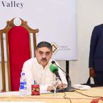Caretaker Prime Minister Anwaar-ul-Haq Kakar chairs a meeting of political leaders