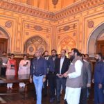 Punjab Governor Muhammad Balighur Rahman giving a briefing to caretaker Punjab Chief Minister Mohsin Naqvi and his cabinet at the historical places inside the Governor House