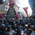 A large number of mourners attending the Chehlum procession to commemorate the martyrdom of Hazrat Imam Hussain (AS), grandson of Holy Prophet (SAWW) at Mochi Gate