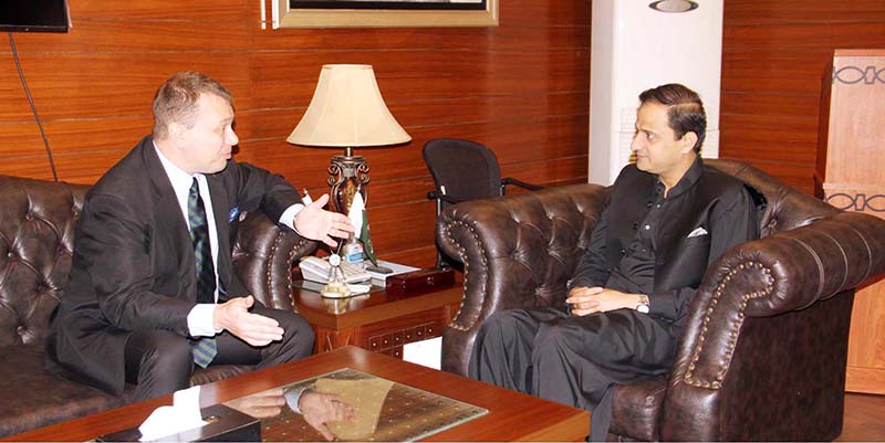 Consul General of Russion Federation , Andrey V. Fedorov calls on Mayor Karachi, Barister Murtaza Wahab