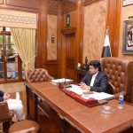 Caretaker Provincial Minister for Law, Umar Somroo calls on Sindh Governor Kamran Khan Tessori at Governor House