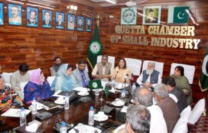 Commissioner Child Protection, Fauzia Nasreen addressing event organized incollaboration with Wafaqi Mohtasib at Quetta Chamber of Small Industry