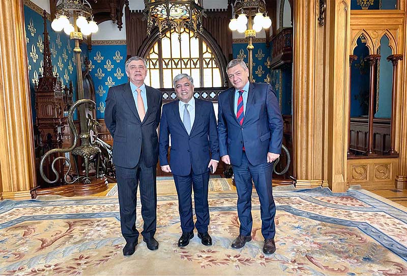 Deputy Foreign Minister Mr. Andrei Rudenko and Russian President's Special Representative on Afghanistan Mr. Zamir Kablov with Pakistan's Ambassador to Russian Federation Mr. Shafqat Ali khan on completion of his tenure in Moscow