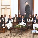 Sindh Governor Kamran Tessori addresses press conference.