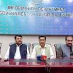 Provincial Ministers Gilgit-Baltistan addressing a press conference regarding the Prime Minister visits to GB at CM Secretariat