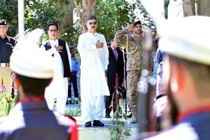 Caretaker Prime Minister Anwaar-ul-Haq Kakar receives guard of honor from GB Scouts
