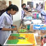 DEVCOM Pakistan Creative Director Riffat Ara Baig conducts an International Peace Day Painting Competition, jointly organised by the ICLC at Government Polytechnic Institute for Women H-8
