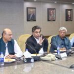 Caretaker Minister for Commerce, Industries and Production, Dr. Gohar Ejaz chairing a meeting of Board Of Directors of Pakistan Stock Exchange