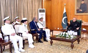 Commander of the Turkish Naval Forces, Admiral Ercument Tatlioglu, along with the members of his delegation, called on President Dr. Arif Alvi, at Aiwan-e-Sadr