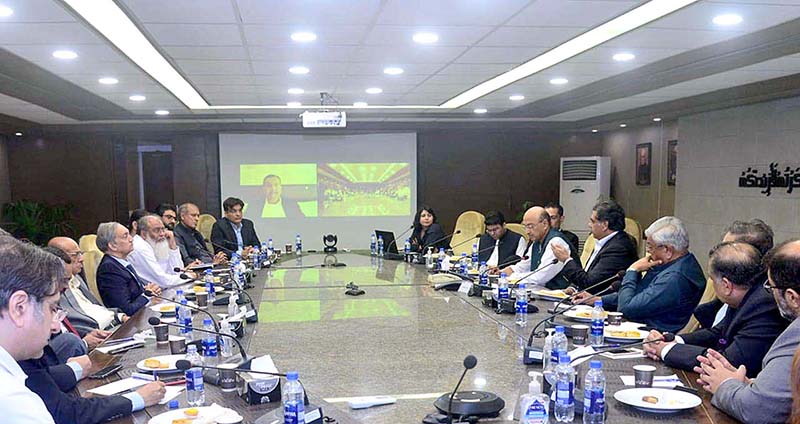 Caretaker Minister for Commerce, Industries and Production, Dr. Gohar Ejaz chairing a meeting of Board Of Directors of Pakistan Stock Exchange (PSX).