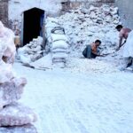 Labourers prossesing Pink Rock Salt at their work place in the city