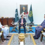 Notables from Balochistan Mr. Jahanzeb Khan Nasar & Mr. Yahya Nasar call on caretaker Prime Minister Anwaar-ul-Haq Kakar.