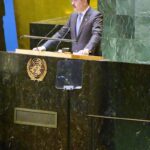 Caretaker Prime Minister Anwaar-ul-Haq Kakar addressing the 78th session of the United Nations General Assembly