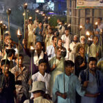 People participating in religion procession in connection with Eid Milad-un-Nabi (PBUH) celebrations