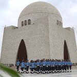 Pakistan Air Force cadets march past at mausoleum of Quaid-e-Azam Muhammad Ali Jinnah on the occasion of Defence Day celebrated across the country