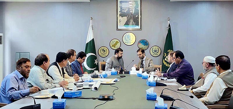 Caretaker Federal Minister for Interior, Sarfraz Ahmad Bugti and Caretaker Federal Minister for Water Resources Ahmad Irfan Aslam chairing a meeting regarding the restoration of Kachi Canal
