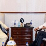 Caretaker Sindh Chief Minister Justice (Retd) Maqbool Baqar meets with Federal Education Minister Madad Ali Sindh at CM House