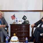 Caretaker Sindh Chief Minister Justice (retd) Maqbool Baqar meets with new USA Consul General Mr Conrad Tribble at CM House