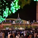 A large number of people attend the Urs celebration as the Data Darbar is decorated with colorful lights in connection with 980th Urs celebrations of Data Ali Hajveri