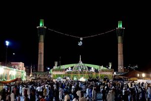A large number of people attend the Urs celebration as the Data Darbar is decorated with colorful lights in connection with 980th Urs celebrations of Data Ali Hajveri