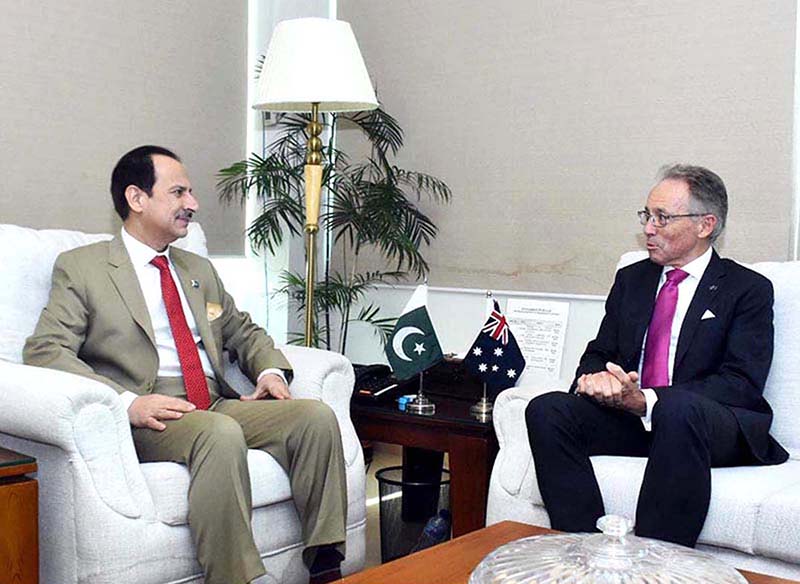 Australian High Commissioner to Pakistan, Neil Hawkins calls on Caretaker Federal Minister for National Health Services Regulations and Coordination, Dr. Nadeem Jan