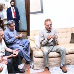 President Dr. Arif Alvi and Begum Samina Alvi offering condolences and Fateha over the demise of the wife of Air Chief Marshall (r) Asghar Khan