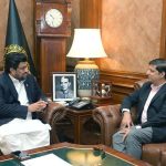 Governor Sindh Kamran Khan Tessori is meeting caretaker Provincial Minister for Tourism, Environment and Climate Change Arshaduli Muhammad at the Governor House