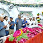 Caretaker Federal Minister for Religious Affairs and Inter-faith Harmony Aneeq Ahmed offer Duaa during his visit on the occasion of the 780th Urs of Hazrat Dataganj Bakhsh Ali bin Usman Al Hajwiri