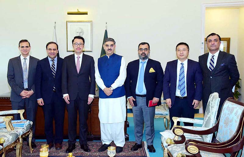 A delegation of Huawei Pakistan led by CEO Ethan Sun call on Caretaker Prime Minister Anwaar-ul-Haq Kakar