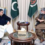 A meeting of caretaker Prime Minister Anwaar-ul-Haq Kakar and caretaker Chief Minister Balochistan Sardar Ali Mardan Khan Domki.