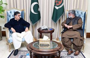 Caretaker Prime Minister Anwaar-ul-Haq Kakar arrives in Quetta.