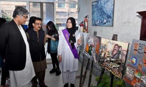 Federal Secretary for Information and Broadcasting Mr. Zahoor Ahmed inaugurating Digital Photographic and Painting Exhibition in connection with Kashmir Black Day organized by Ministry of Information and Broadcasting.