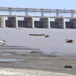 A view of boats parked at Indus River.