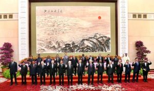 Caretaker Prime Minister Anwaar-ul-Haq Kakar in a group photo with President Xi Jinping and world leaders participating in the 3rd Belt and Road Forum. 