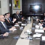 Caretaker Minister for Energy Muhammad Ali in a meeting with the ambassador of Demark to Pakistan, H.E. Jacob Linulf and his delegation.