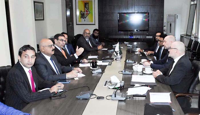 Caretaker Minister for Energy Muhammad Ali in a meeting with the ambassador of Demark to Pakistan, H.E. Jacob Linulf and his delegation.