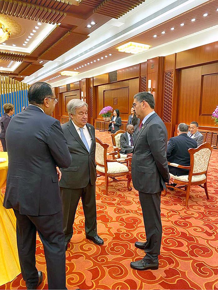 Caretaker Prime Minister Anwaar-ul-Haq Kakar meets Secretary General of United Nations António Guterres on the sidelines of 3rd Belt and Road Forum.